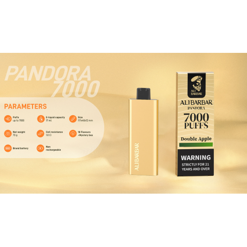 원래 Alibarbar Pandora 7000 퍼프 일회용 vape 포드