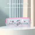 Clear PVC pink zipper pencil case for kids