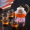 Fogão Teabloom e Bule de Vidro Borosilicato Seguro para Microondas Conjunto de Chá de Flores Desabrochando 600ml Bule de Vidro / Bule de Chá