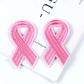 Pink ribbon shape embroidery patches for garment