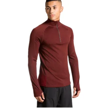 Men's 100% Merino Wool 1/4 Zip Base Layer Jogging Wear for Sports