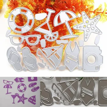 Beach Play Equipment Decoration Metal Steel Frames Cutting Dies DIY Scrap Booking Photo Album Embossing Paper Cards 9.5*14.6cm