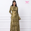 Fließendes gelbgrünes Maxikleid mit Blumenmuster