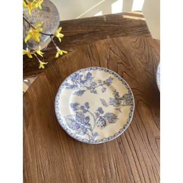 Underglaze colored autumn pear yellow dinner plate