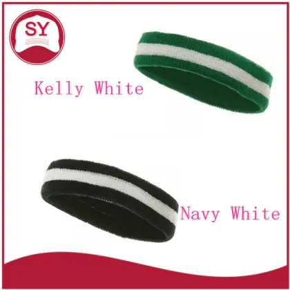 Cotton Terry Stripe sports elastic Headband