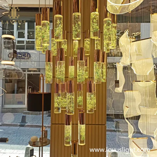 Customized new tubular combination chandelier modern lobby LED chandelier hotel engineering lighting