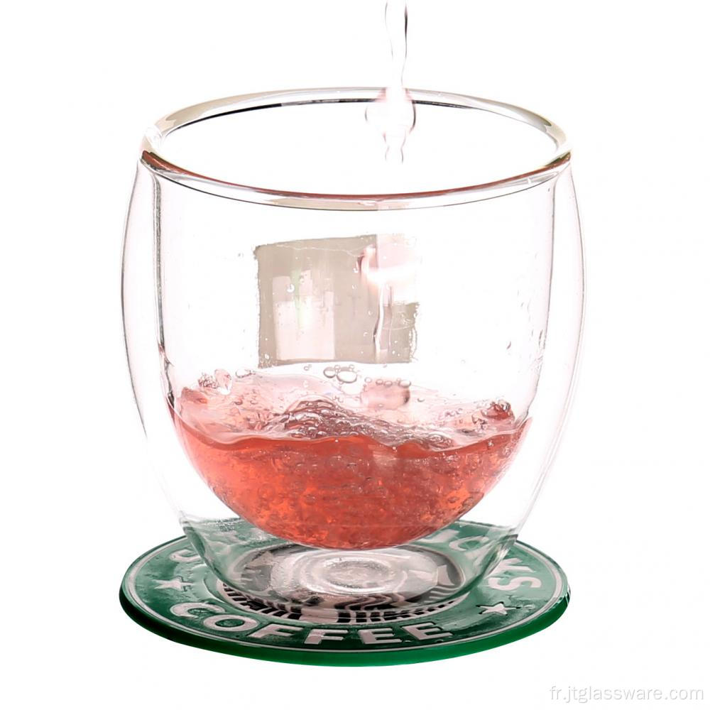 Tasses en verre thermique à double paroi pour le vin