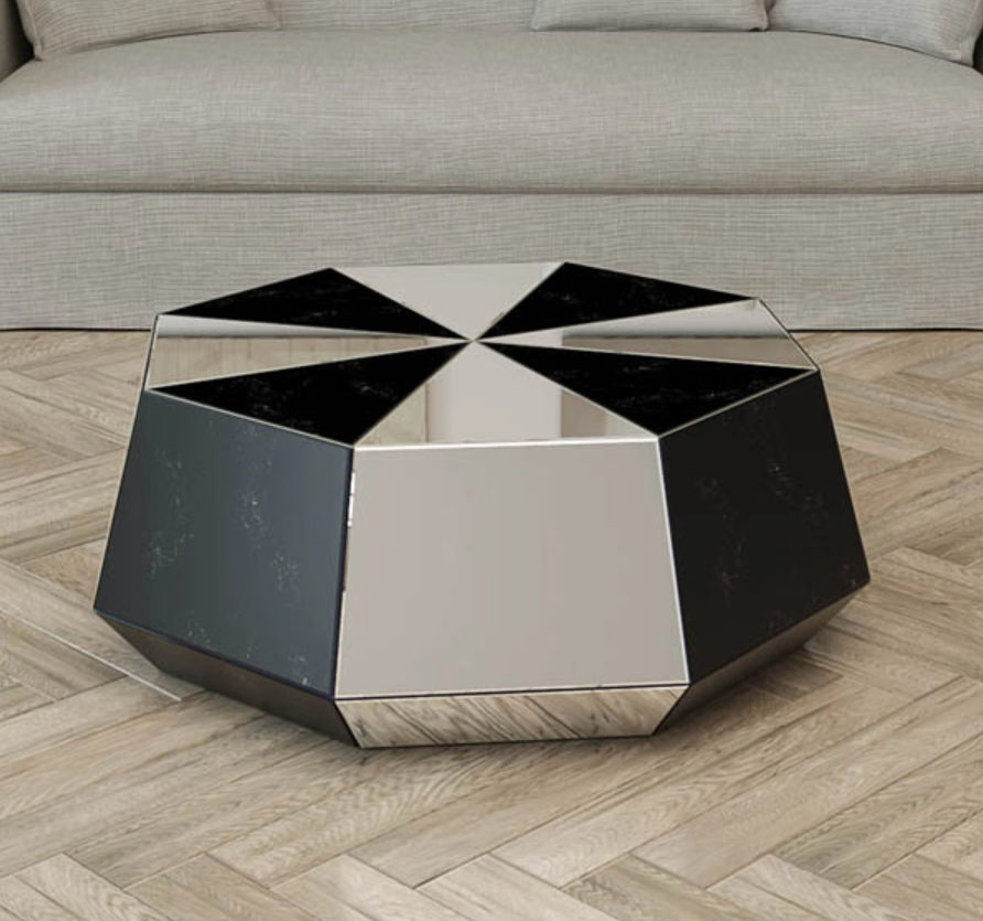 Modern and stylish glass mirror coffee table