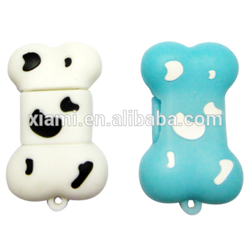 well design durable black and white spot lovely bone shape silicone usb custom
