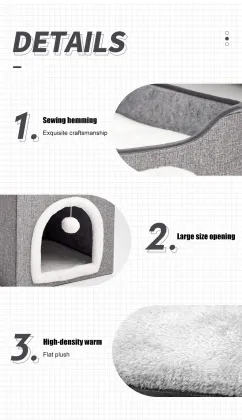 Foldable Indoor Pet House with Cat Scratch Board, Ball, and Cube Design for Cats