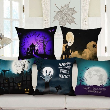 Thanksgiving and Halloween Pillow Covers: Set of 4 18x18 Orange Autumn Pumpkin Decorative Throw Pillow Cases