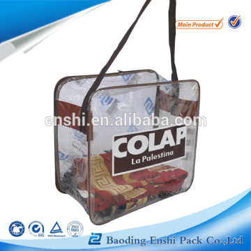 Hot Promotion Sale Black Piping Transparent Stand up Zipper PVC Cosmetic Toilet Towel Bag for Beach Traveling