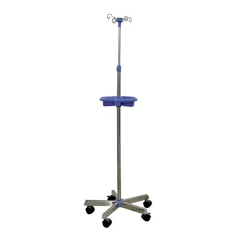 Height Adjustable Stainless Steel IV Stand For Hospital