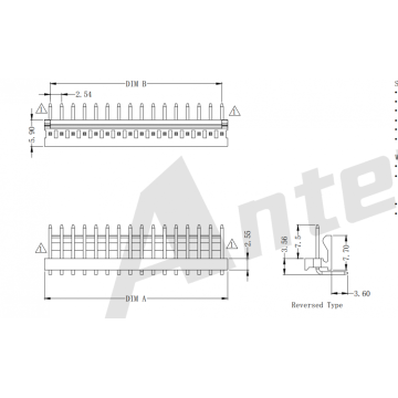 2.54mm Pitch 90 ° Siri Penyambung Wafer Single