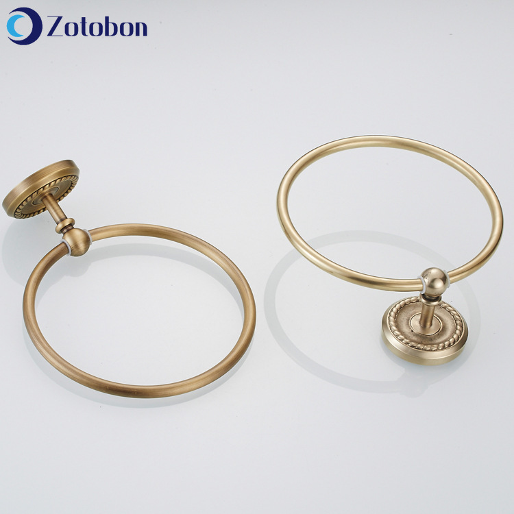 ZOTOBON Simple Wall-Mounted Round Towel Ring Antique Brass Towel Storage Rack Bathroom Supporter Hardware Accessories H276