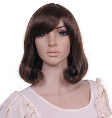 Lady Medium Long Dark Brown Full Wig hair FF14-B