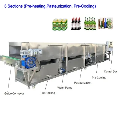 Food Pasteurization Line: Glass Jars, Cans, Pickles, Vegetables, Soft Drinks, and Fruit Juices