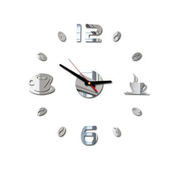 60CM Mirror 3D DIY Coffee Cup Acrylic Wall Clocks & Stickers