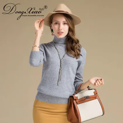 High Quality Long Sleeve Plain Knitted Cashmere Sweater