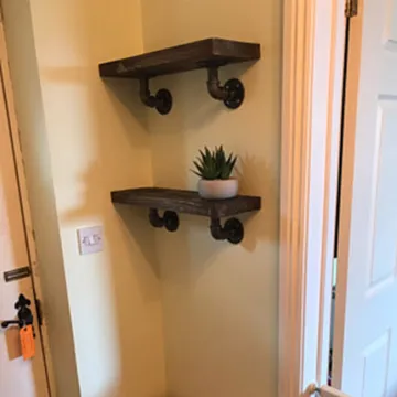 Black cast iron fittings wall mounted shelf