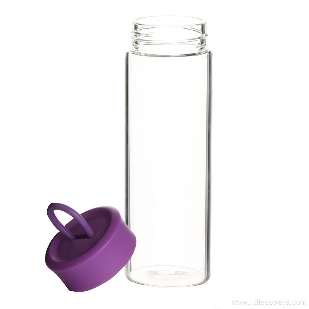 Sport Glass Water Bottle With Bamboo Lid