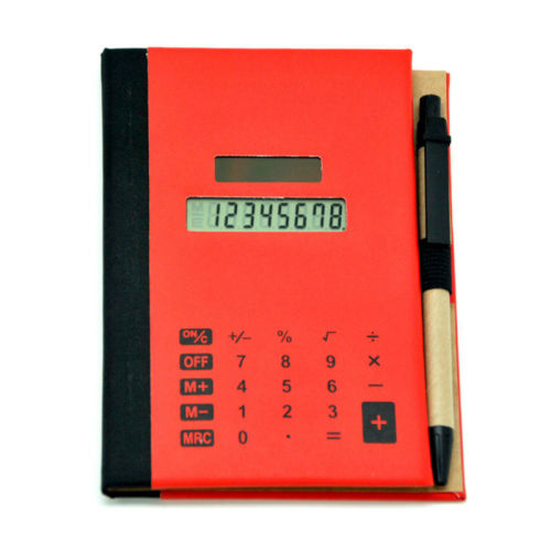 Calculatrice de cahier d&#39;écran tactile de couverture de pu avec le stylo