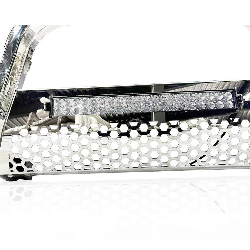 Octagon tube stainless steel front bumper with light