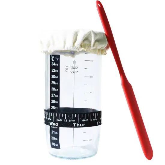 Hot Baking Supplies: 24oz Sourdough Leavening Glass Jar with Lid - Perfect for Accurately Measuring and Storing Your Dough