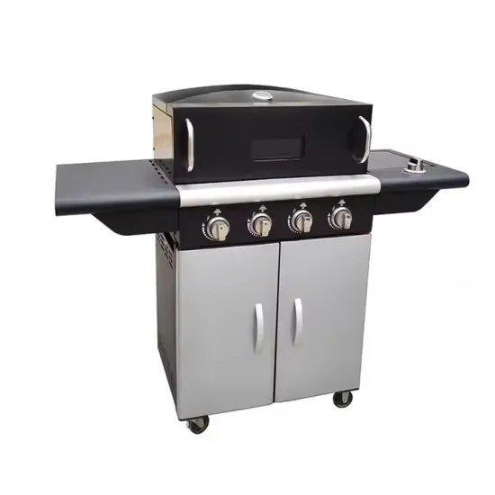 Hand Push Type Outdoor Courtyard BBQ Grill Propane Gas Grill with Side Burner