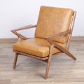 Waxy leather wooden Selig lounge chair