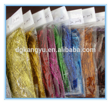 glitter shreds or tinsel , garland