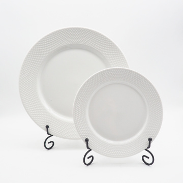 Witte reliëf luxe keukenset 16 -stks keramische platen