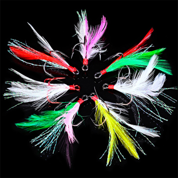 Wholesale 20Pcs/Box Fishing Lure Parts - Black Lure Hooks & Feathers