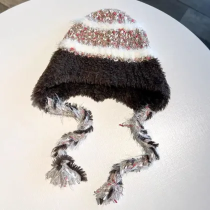 Autumn Winter Striped Wool Headband Lei Feng Hat