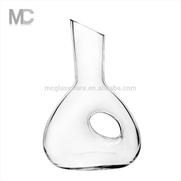 Hand blown antique clear glass wine decanters with handle