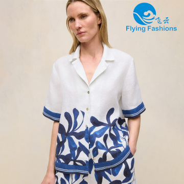 قميص أبيض مطبوع عصري