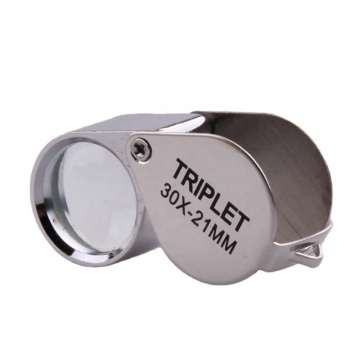 Portable 30x Mini Metal Folding Loupe with LED Light and 10x Optical Magnification for Jewelry
