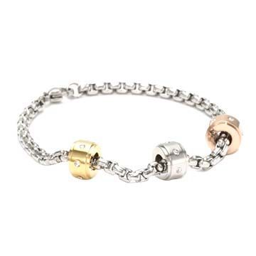 Stainless Steel Bracelet with Tricolor Charms Bracelet