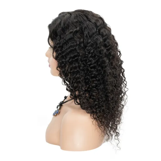 180% 200% Density  Best Selling 10A Human Hair Lace Front  Double Drawn Jerry Curly 4X4 Lace Wig 16Inches For Black Women