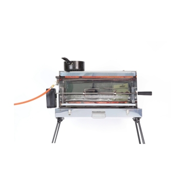 Portable Compact Outdoor Stainless Steel Rotisserie Gas Stove with BBQ Motor, Grill Skewer, and Meat Fork: Your Ultimate Cooking Companion for Al fresco Dining