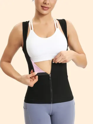 Wholesale Women's Sweat Sauna Suits and Waist Trainer Zipper Shapewear
