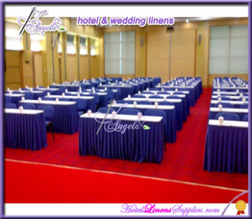21 feet long royal blue polyester table skirts for 8 feet rectangle table in weddings, banquets, parties-with box pleats