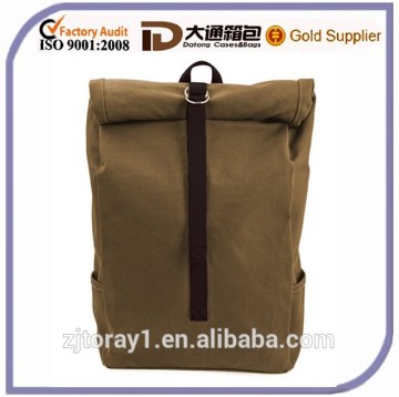 Unisex Travel Roll Top Backpack/ Bike Backpack/ Cotton Rucksack