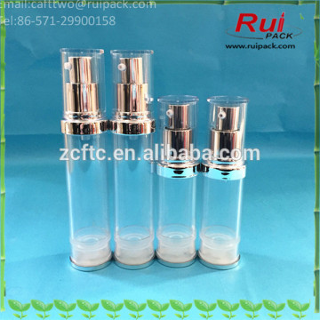 RUIPACK 20/30/50ml transparent/clear ABS airless bottles with shiny silver pump and chear cap for cosmetic packaging