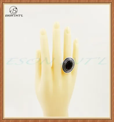 Popular Jewelry Elegance Silver Alloy Women Black Stone Ring