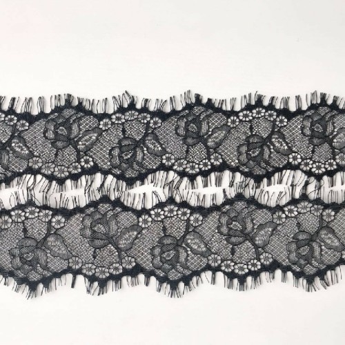 Bordure en dentelle de cils en nylon noir