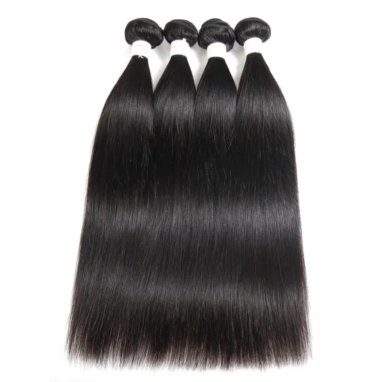 X-TRESS  100% Cuticle Aligned  Human Hair Bundles With Closure Natural Color Brazilian Virgin Hair Extension For Women