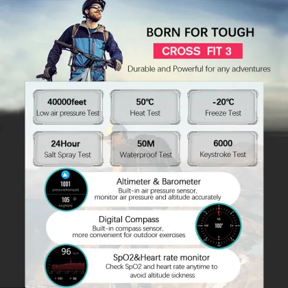 NORTH EDGE Cross Fit3 Smart Watch: 580mAh, AMOLED, GPS, Touchscreen Sports Watch