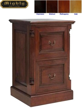 Classic Antique Dark Cherry 2 Drawer Filing Cabinet