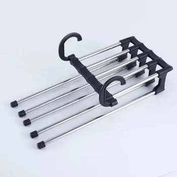 Foldable Stainless Steel 5-in-1 Pant Rack Shelves Hanger